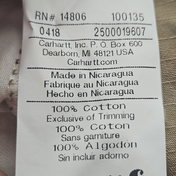 CARHARTT Men's Force Relaxed Fit Cargo Pants Size 42x32 Ripstop Khaki 101148-257 - Picture 14 of 15